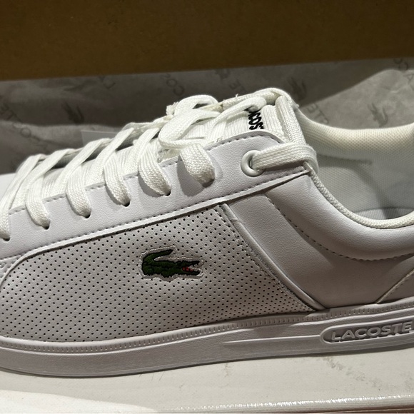 Lacoste White Tennis Shoes with Green Accent - Picture 3 of 11